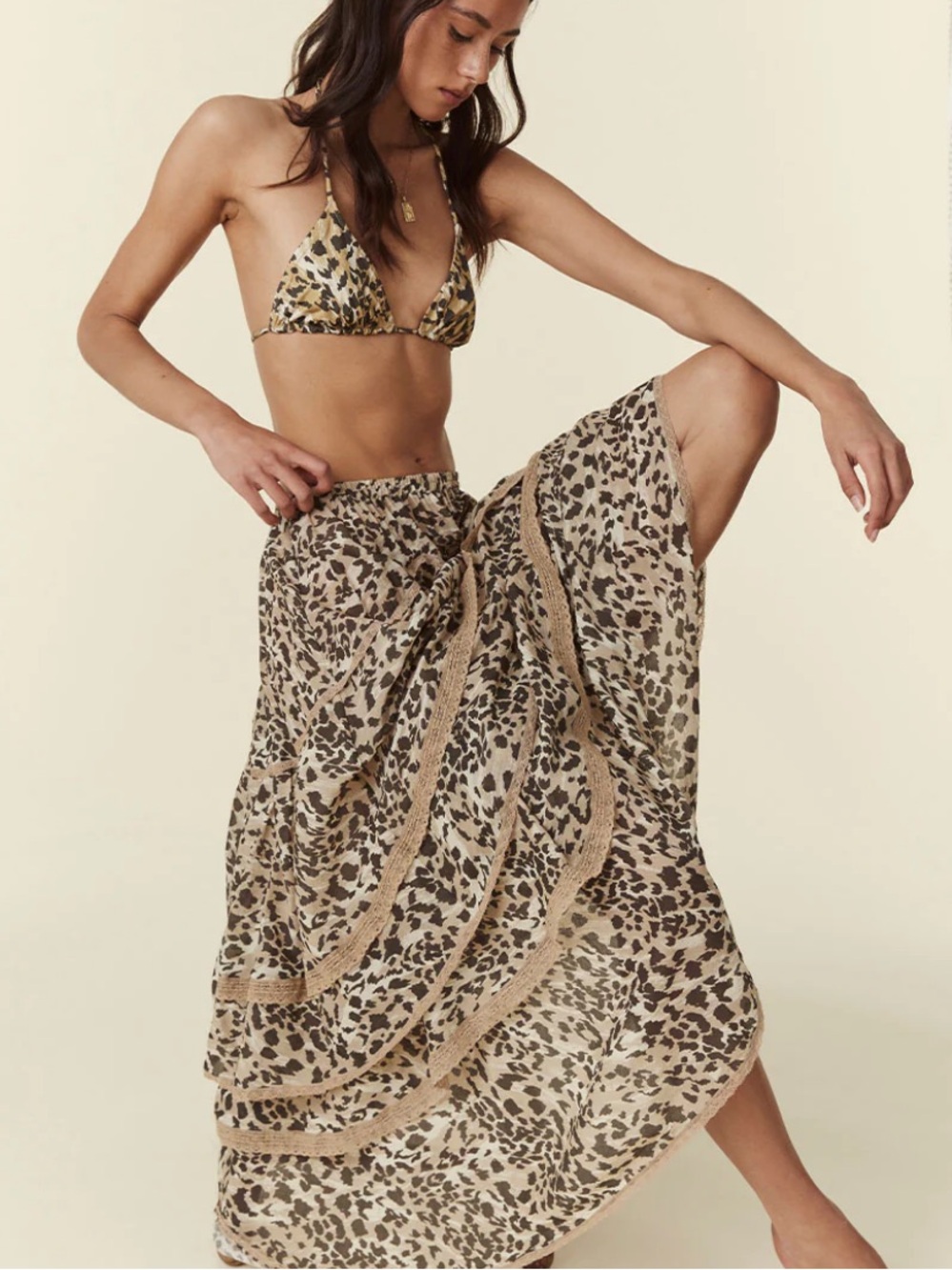 SPELL Belle Mare Ruffle Print Skirt